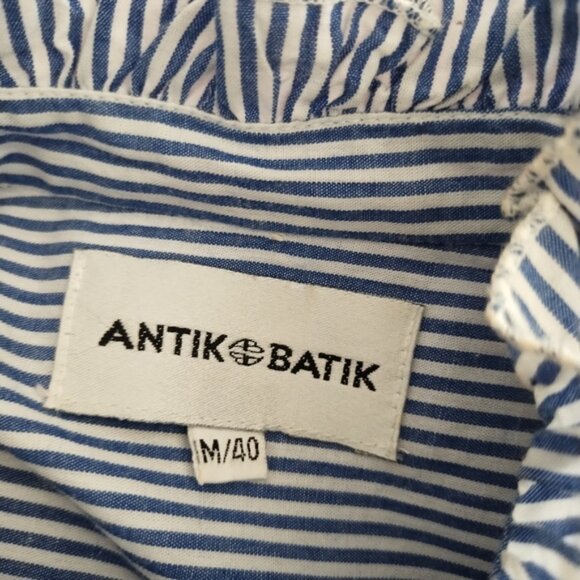 Antik Batik Polette Blue + White Cotton Poplin Dress M - Picture 8 of 10